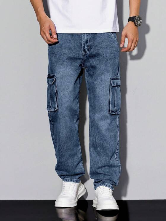Classic Blue Denim Cargo Pants