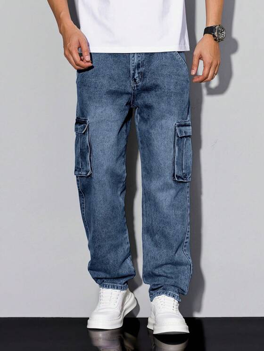Classic Blue Denim Cargo Pants